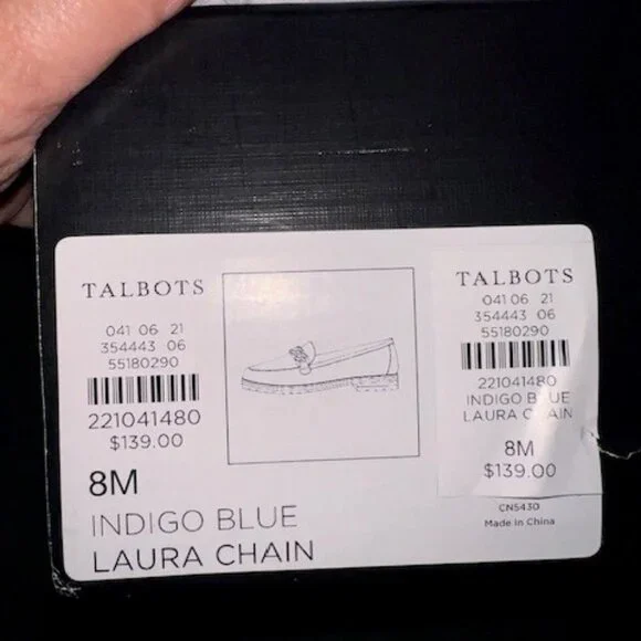 Talbots NEW Indigo Blue chain loafers, Size 8 - Picture 6 of 6
